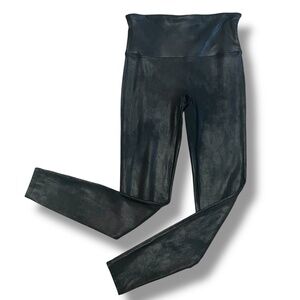 Spanx Women's Size Large Faux Black Leather Leggings Pants Stretch‎ Causa